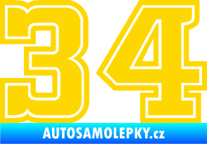 Samolepka Startovní číslo 34 typ 5 jasně žlutá