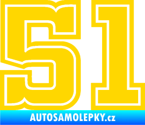 Samolepka Startovní číslo 51 typ 5 jasně žlutá