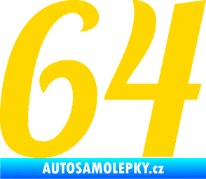 Samolepka Startovní číslo 64 typ 3 jasně žlutá
