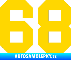 Samolepka Startovní číslo 68 jasně žlutá