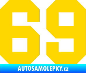 Samolepka Startovní číslo 69 jasně žlutá
