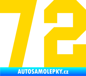 Samolepka Startovní číslo 72 jasně žlutá