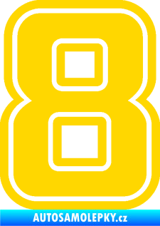 Samolepka Startovní číslo 8 typ 5 jasně žlutá