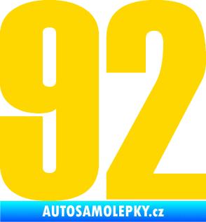 Samolepka Startovní číslo 92 typ 2  jasně žlutá
