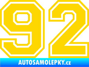 Samolepka Startovní číslo 92 typ 4 jasně žlutá