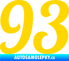 Samolepka Startovní číslo 93 typ 3   jasně žlutá