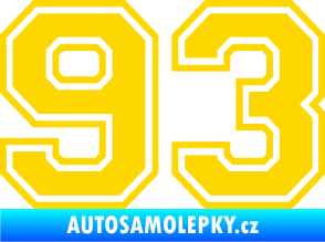 Samolepka Startovní číslo 93 typ 4 jasně žlutá