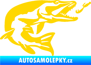 Samolepka Štika 005 pravá s návnadou jasně žlutá