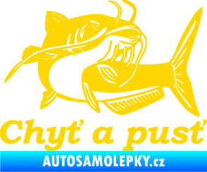 Samolepka Sumec 002 chyť a pusť pravá jasně žlutá