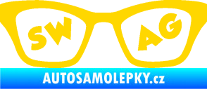 Samolepka Swag nápis v brýlích jasně žlutá