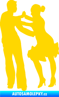 Samolepka Tanec 001 levá latinskoamerický tanec pár jasně žlutá