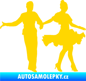 Samolepka Tanec 002 levá latinskoamerický tanec pár jasně žlutá