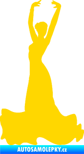 Samolepka Tanec 006 levá tanečnice flamenca jasně žlutá