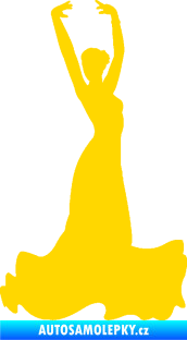 Samolepka Tanec 006 pravá tanečnice flamenca jasně žlutá
