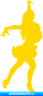 Samolepka Tanec 017 pravá latinsko americká tanečnice jasně žlutá