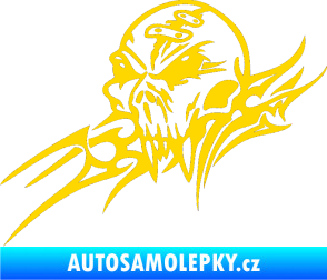 Samolepka Tribal skull levá lebka jasně žlutá