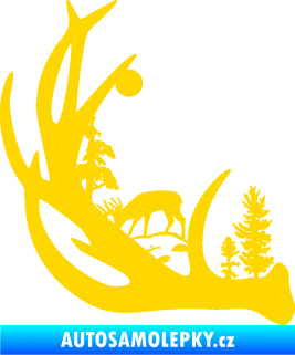 Samolepka Trofej s krajinou 001 levá myslivost jasně žlutá