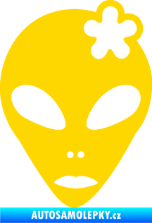 Samolepka UFO 009 slečna s kytičkou pravá jasně žlutá