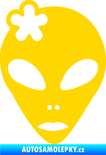Samolepka UFO 009 slečna s kytičkou levá jasně žlutá