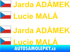 Samolepka Vlajka ČR se jménem jasně žlutá