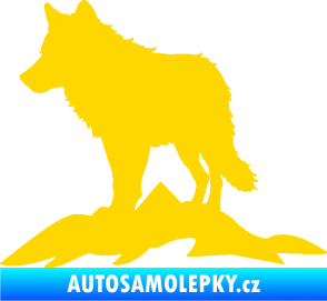 Samolepka Vlk 031 levá hory jasně žlutá