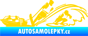 Samolepka Vodní lyžování a surf levá jasně žlutá
