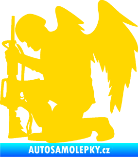 Samolepka Voják 015 levá modlící se s křídly jasně žlutá