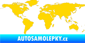 Samolepka World mapa světa jasně žlutá