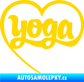Samolepka Yoga nápis v srdíčku jasně žlutá