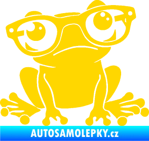 Samolepka Žába 011 pravá kouká s brýlemi jasně žlutá