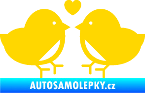 Samolepka Zamilovaní ptáčci 001 se srdíčkem jasně žlutá