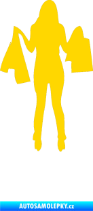 Samolepka Žena na nákupu 003 levá jasně žlutá