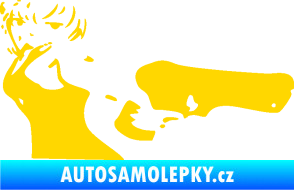 Samolepka Žena s pistolí pravá jasně žlutá
