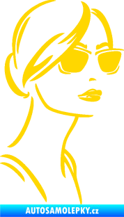 Samolepka Žena tvář 003 pravá s brýlemi jasně žlutá
