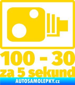 Samolepka Zpomalení před radarem ze 100 na 30 za 5 sekund jasně žlutá
