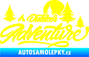 Samolepka Adventure outdoor nápis les,hory a táborák žlutá citron