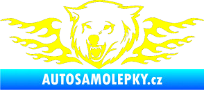 Samolepka Animal flames 034 levá  vlk žlutá citron
