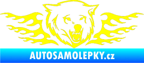 Samolepka Animal flames 034 pravá  vlk žlutá citron