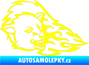 Samolepka Animal flames 036 pravá vlk žlutá citron