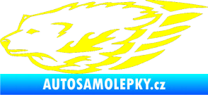 Samolepka Animal flames 078 levá  vlk žlutá citron