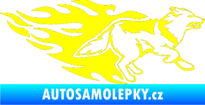 Samolepka Animal flames 090 pravá  vlk žlutá citron