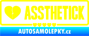 Samolepka Assthetick nápis zadeček se srdíčky žlutá citron