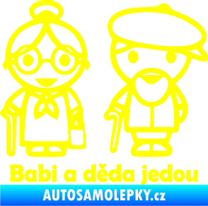 Samolepka Babi a děda jedou žlutá citron