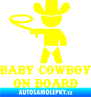 Samolepka Baby cowboy on board levá žlutá citron