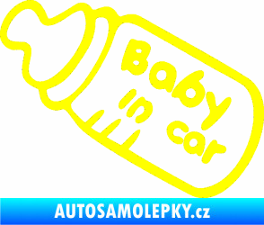Samolepka Baby in car 001 lahvička na mlíčko žlutá citron