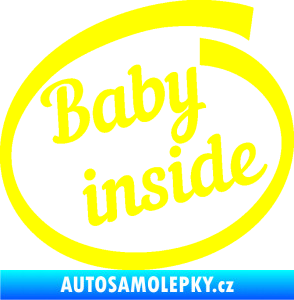 Samolepka Baby inside dítě v autě nápis žlutá citron