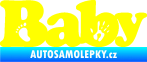 Samolepka Baby nápis otisk ručky a nožky žlutá citron
