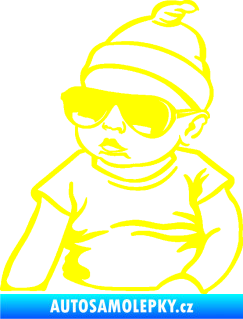 Samolepka Baby on board 003 levá miminko s brýlemi žlutá citron