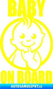 Samolepka Baby on board 007 s textem žlutá citron