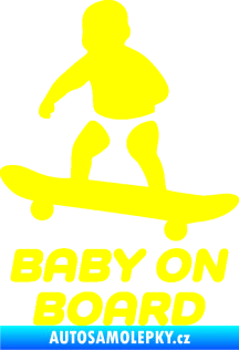 Samolepka Baby on board 008 levá skateboard žlutá citron